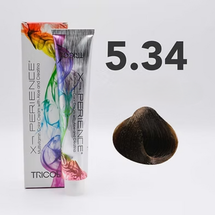 Tricol Xperience – Permanente Haarfarbe – 5.34 – Hellbraun-Tabak – 100 ml