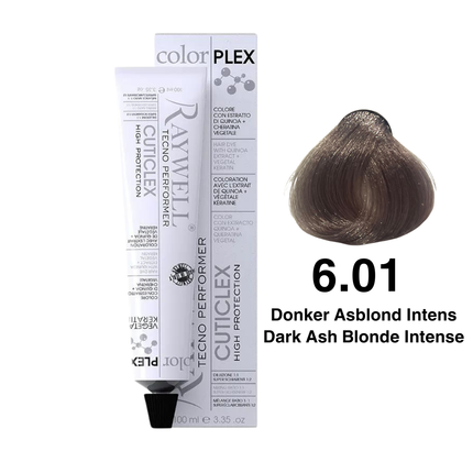 Raywell ColorPlex - Permanente Haarfarbe - 6.01 - Dunkles Aschblond Intensiv - 100 ml