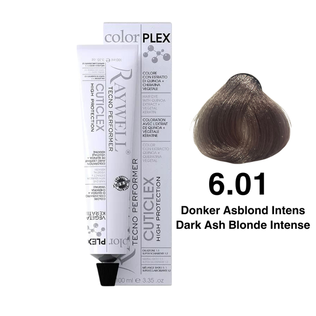 Raywell ColorPlex - Permanente Haarfarbe - 6.01 - Dunkles Aschblond Intensiv - 100 ml