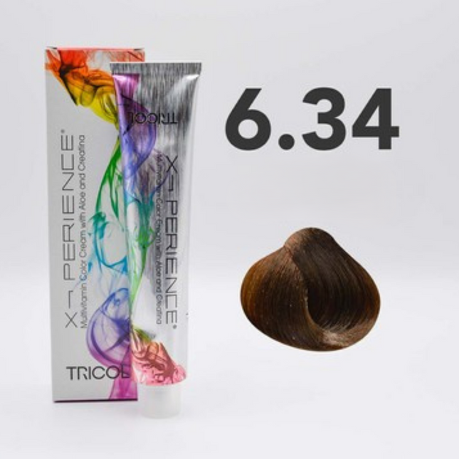 Tricol Xperience - Permanente Haarfarbe - 6.34 - Helles Kupfergoldblond - 100 ml