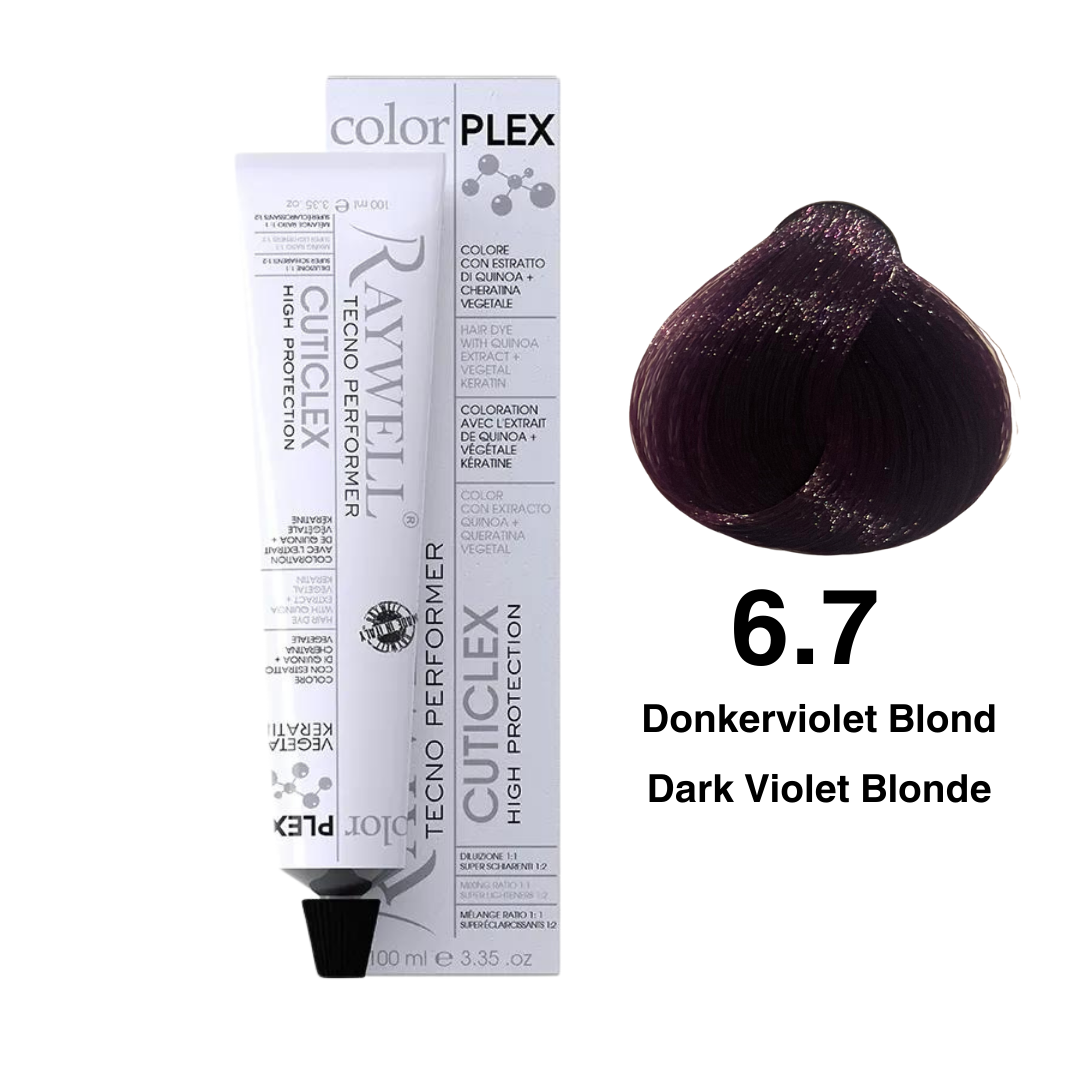 Raywell ColorPlex - Permanente Haarfarbe - 6.7 - Dunkelviolettblond - 100 ml