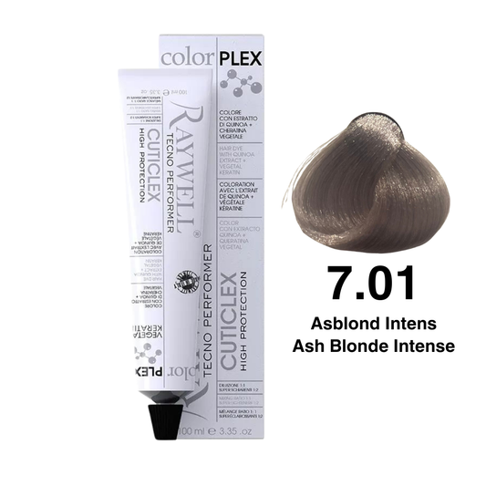 Raywell ColorPlex - Permanente Haarfarbe - 7.01 - Aschblond Intensiv - 100 ml