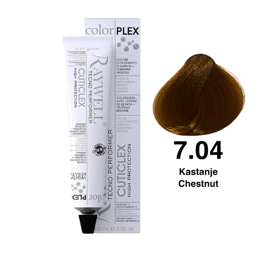 Raywell ColorPlex - Permanente Haarfarbe - 7.04 - Kastanie - 100 ml