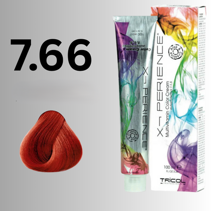 Tricol Xperience – Permanente Haarfarbe – 7,66 – Intensives Rotblond – 100 ml