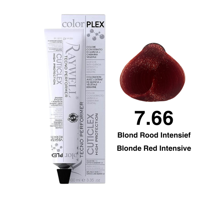 Raywell ColorPlex - Permanente Haarfarbe - 7.66 - Blond Rot Intensiv - 100 ml