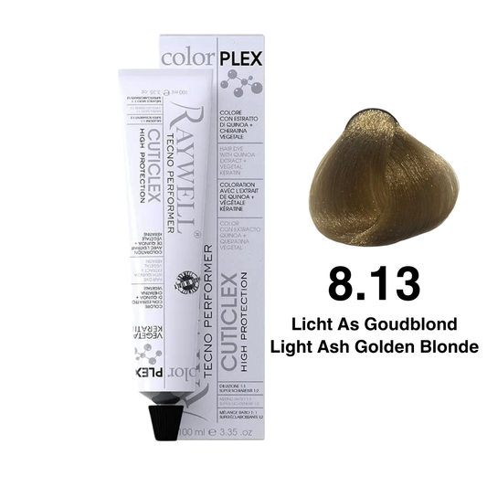 Raywell ColorPlex - Permanente Haarfarbe - 8.13 - Helles Aschgoldblond - 100 ml