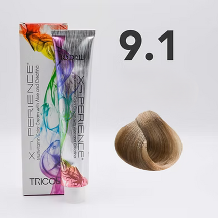 Tricol Xperience - Permanente Haarfarbe - 9.1 - Sehr helles Aschblond - 100 ml