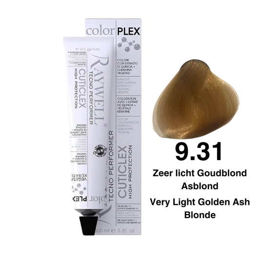 Raywell ColorPlex - Permanent Hair Dye - 9.31 - Very Light Golden Blonde Ash Blonde - 100 ml