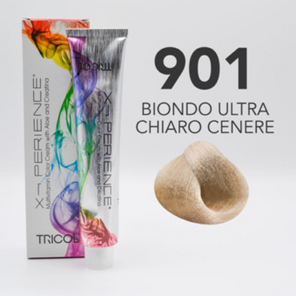 Tricol Xperience – Permanente Haarfarbe – 901 BLOND CENDRÉ ULTRA CLAIR – 100 ml