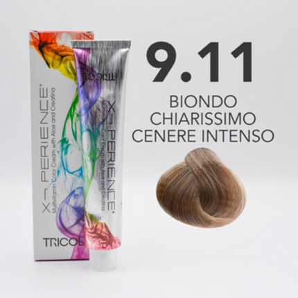 Tricol Xperience – Permanente Haarfarbe – 9.11 – Sehr helles, intensives Aschblond – 100 ml