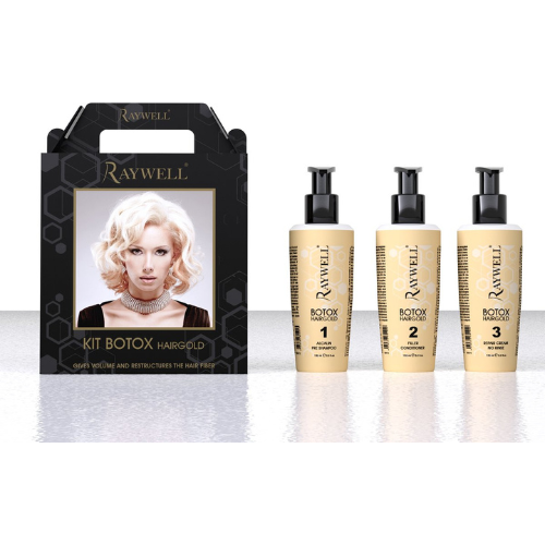 Raywell Kit Boto Hair Gold 3 x 150 ml – Komplettes Pflege-Set für Geschädigtes Haar